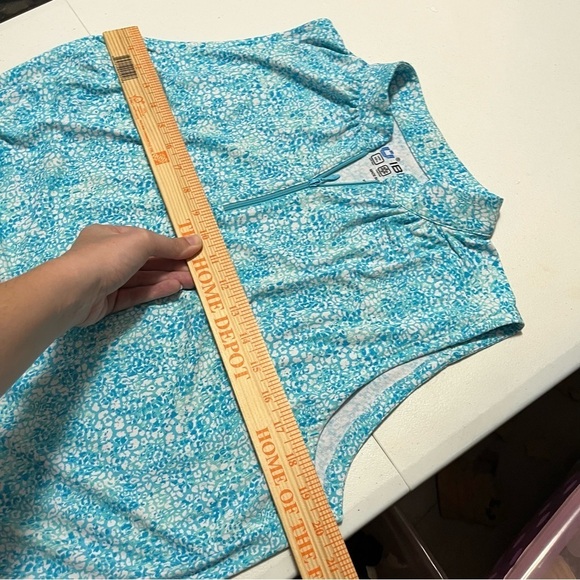 Ibkul Abstract Skin Turquoise Drawstring Golf Dress Large UPF 50 Quick Dry S2 - Picture 5 of 7